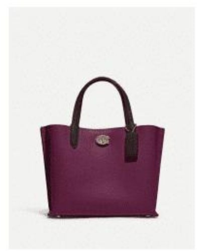 COACH Deep Berry Colourblock Leather Willow Small Bag Os - Purple
