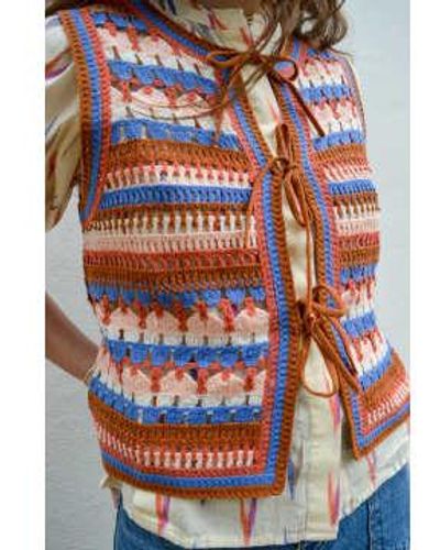 Yerse Multicolor Tile Crochet Vest M