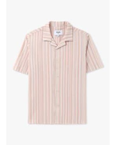Wax London S Didcot Pastel Stripe Short Sleeve Shirt - Pink