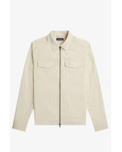 Fred Perry M5684 Zip Overshirt Oatmeal Large - Natural