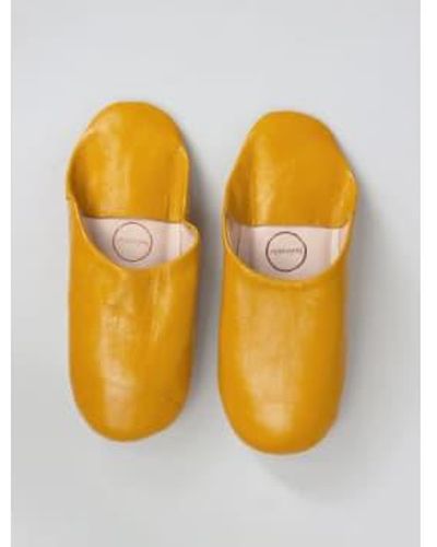 Bohemia Designs Moroccan Babouche Basic Slippers, Mustard Medium - Yellow