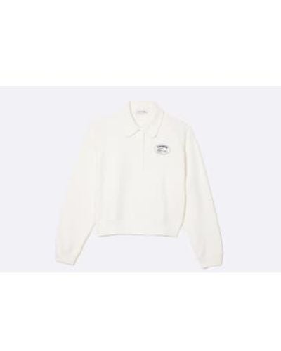 Lacoste Wmns Embroidered Polo Neck jogger Sweatshirt 34 / - White