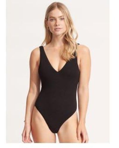 Seafolly Seadive Deep V Neck Swimsuit In - Nero