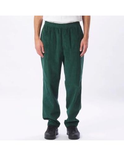 Obey Pantalon En Velours Vert Fonce - Verde
