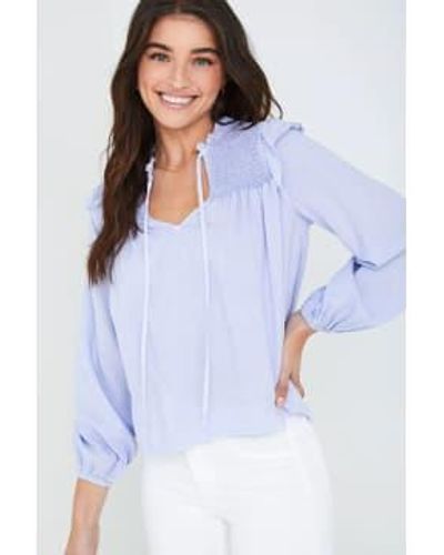 Bella Dahl Long Sleeve Smocked Ruffle Pullover - Blu