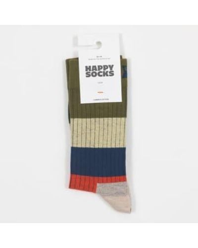 Happy Socks Chunky Stripe In Multi 36-40 - Green