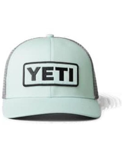 Yeti Leather Logo Badge Trucker Cap Ice - Verde