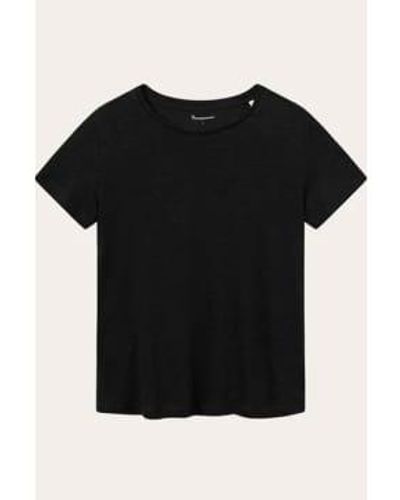 Knowledge Cotton T-shirt jet noir en lin