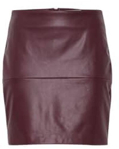 Ichi Comano Short Faux Leather Skirt Port Royale 20115987 34(uk6-8) - Purple
