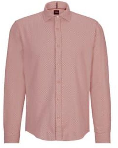 BOSS Boss S Liam Dark Regular Fit Shirt In Printed Brushed Cotton 50503033 602 - Rosa