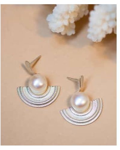 Zoe & Morgan Adella silber pearl ohrring - Natur