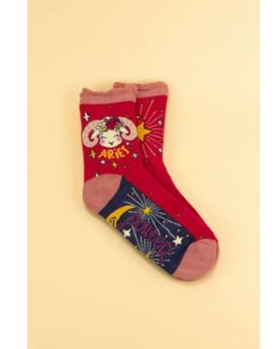 Powder Aries Zodiac Ankle Socks - Rosso