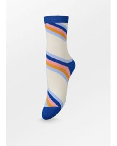 Becksöndergaard Oblique Striped Socks Surf - Blu