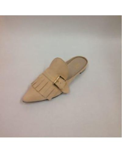 Teresa Nuñez Tip Leather Napa Slipper Shoe 37 38 39 - Natural