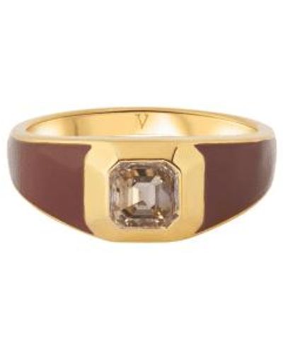 V By Laura Vann Sophie emaille / champagner stein signet ring - Natur