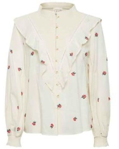 Atelier Rêve Irtoulouse Shirt Flower Embroidery S - Natural