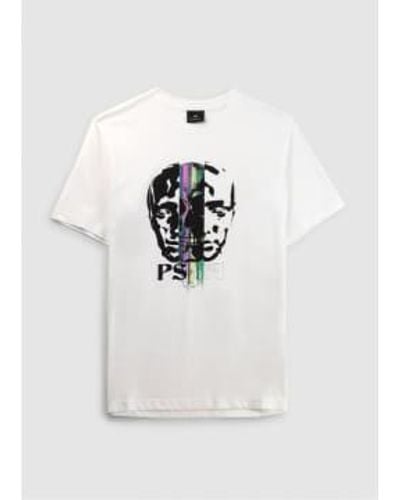 Paul Smith Mens Regular Fit Opposite Faces T Shirt In - Bianco