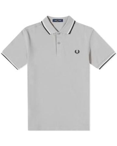 Fred Perry Slim Fit Twin Tipped Polo Concrete - Grigio