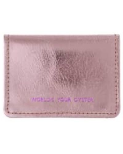 VIDA VIDA Pink Leather Worlds Your Oyster Travel Card Holder - Viola