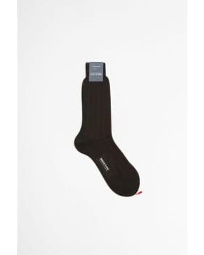 Bresciani Pinstripes Cotton Socks - Black