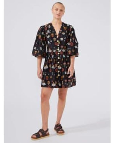 Hayley Menzies Embroidered Cotton Mini Dress S - Black