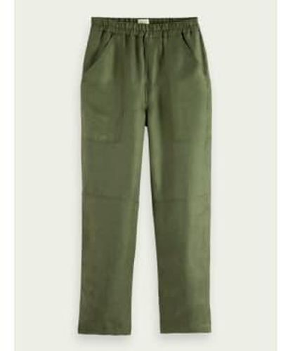 Scotch & Soda The Lou Mid Rise Straight Leg Ankle Utility Trousers Xs - Green