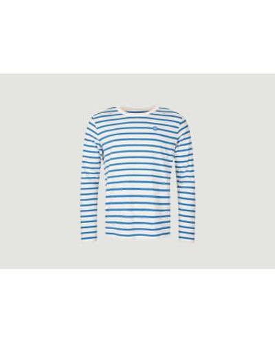 Knowledge Cotton Striped Long Sleeve T-shirt - Blue