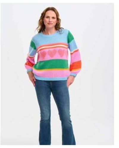 Sugarhill Essie Sweater Multi, Love Heart Stripes 14 - Blue