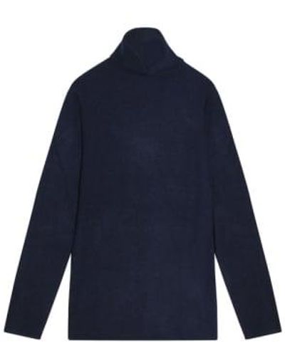 Cashmere Fashion Esisto mince en cachemire pull à col roulé - Bleu