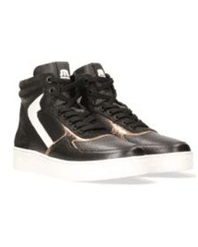 Maruti Gold and white mona leather hi top trainers - Noir