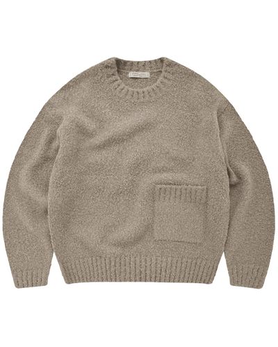 FRIZMWORKS | Alpaca Boucle Crew Knit Sweater | Cocoa - Large - Gray
