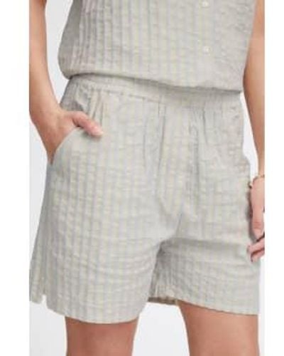 Ichi Kadaya Sandshell & Stripe Shorts 38 - Grey