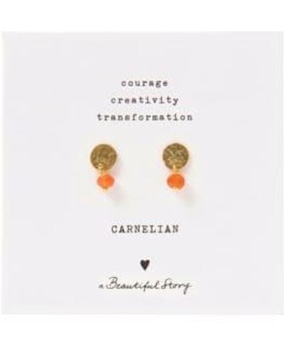 A Beautiful Story Mini Coin Carnelian Gold Earrings - Bianco