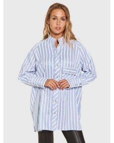 NORR Lily Quilted Shirt Stripe - Blu