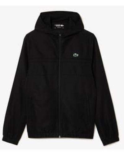 Lacoste Mens Recycled Fiber Zipped Hooded Sport Jacket 1 - Nero