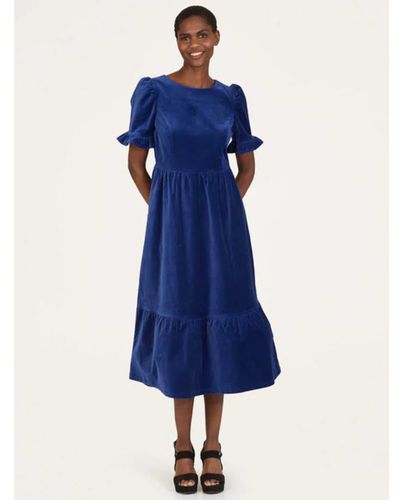 Thought Alleegra Organic Cotton Velvet Midi Dress - Blue