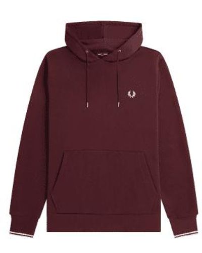 Fred Perry Tipped Hooded Sweatshirt Oxblood - Viola