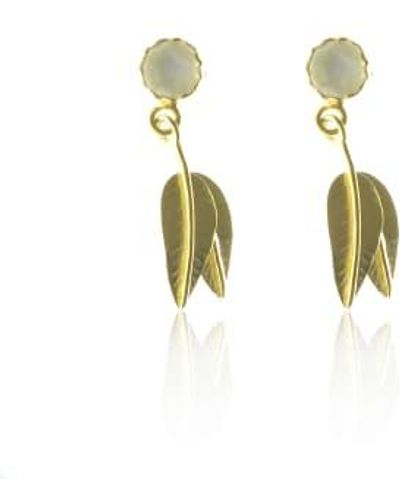 CollardManson Gold 925 Leaf Drop Earrings - Metallic