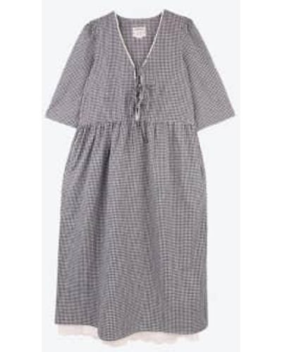 Meadows Mahonia Navy Gingham Dress 12 - Grey