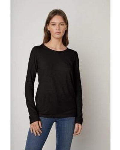 Velvet By Graham & Spencer T-shirt velvet liz city en coton flammé - Noir