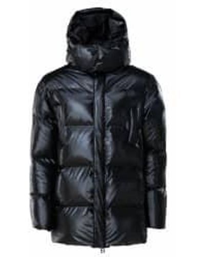 Rains Puffer Hooded Coat Shiny L - Black