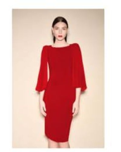 Joseph Ribkoff Pleated Sleeve Dress 10 - Red
