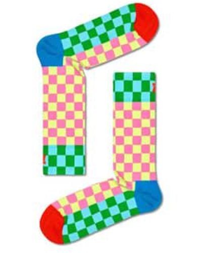 Happy Socks Socks tablero ajedrez P000077 - Verde
