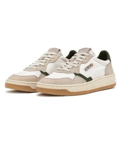 Autry Medalist Low Canvas Sneaker Beige And Green - Bianco