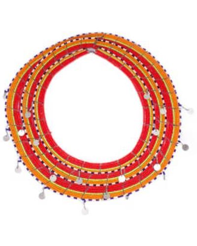 ARTISANS & ADVENTURERS Beaded Maasai Collar ', Red Green' Necklace