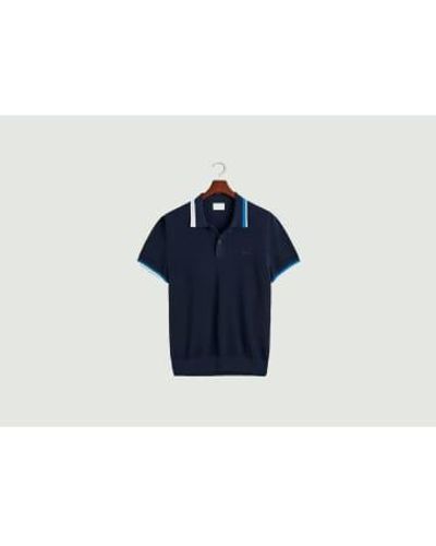 GANT Cotton Pique Polo Shirt With Contrasting Edges - Blu