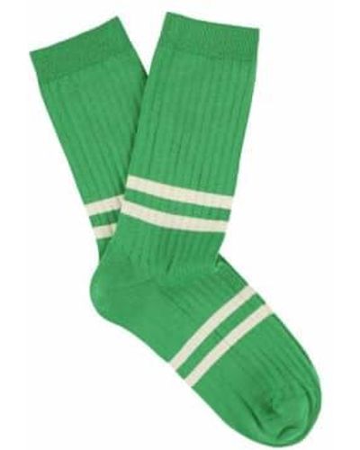 Escuyer Bright Ecru Stripes Socks - Verde