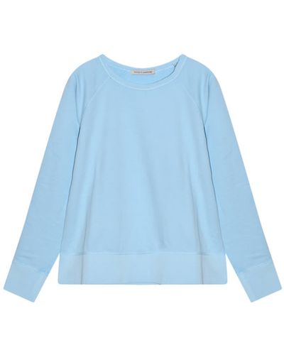 cashmere-fashion-store Trusted Handwork Bio-baumwoll Sweater Saint Etienne Rundhals Langarm - Blau