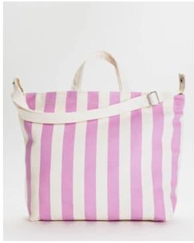 BAGGU Horizontal Zip Duck Bag Awning Stripe Cotton - Pink