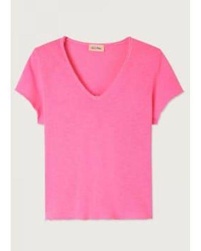 American Vintage Sonoma V Neck T Shirt - Rosa